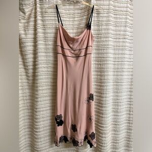 Express Vintage Pink and Black Floral Slip Dress